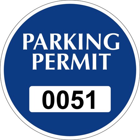 Lustre-Cal Vinyl Permanent Parking Permit Dark Blue 3in x 3in  Circle Serialized 051-100, 50PK 253748PvWh1BdDi0051